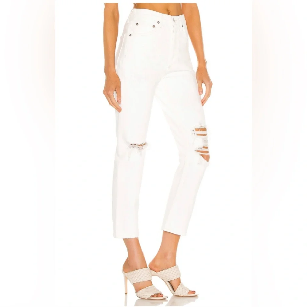 AGOLDE Riley High Rise Straight Crop White Jeans - Size 26 (US) - Picture 3 of 10